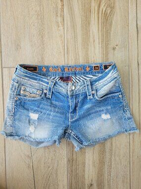 Rock Revival FAY Mid-Rise Cutoff Denim Shorts 28